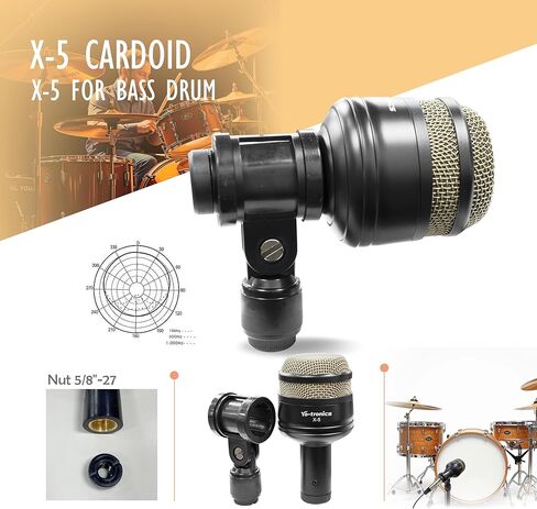 7-Piece Drum Microphone Kit, Precise Sound Includes Mics for Snare, Toms, Cymbals & Bass Drum. Perfect for Stage & Studio with Precise Sound Capture for Dynamic Live Performances and Recording in Saudi Arabia