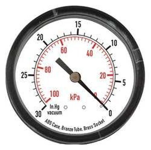 4FLZ2 Vacuum Gauge, 1 1/2 In, 30 In Hg, Back in Saudi Arabia