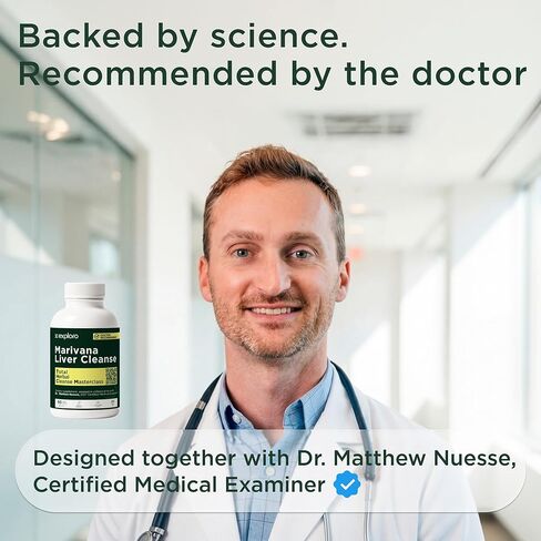 Exploro Liver Cleanser Detox Cleanse، التخلص من السموم للمستخدمين الثقيلين، 60 كبسولة / مكمل مع مكملات الكركم، مكملات الزنك، جذر الهندباء، مكمل شوك الحليب، الكولين، جذر الأرقطيون in Kuwait