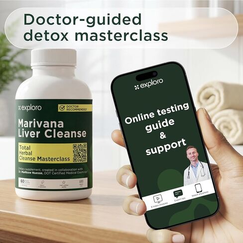 Exploro Liver Cleanser Detox Cleanse، التخلص من السموم للمستخدمين الثقيلين، 60 كبسولة / مكمل مع مكملات الكركم، مكملات الزنك، جذر الهندباء، مكمل شوك الحليب، الكولين، جذر الأرقطيون in Kuwait
