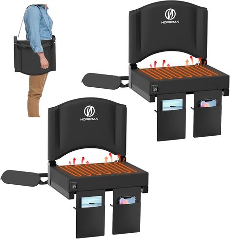 مقاعد ملعب مدفأة من HOPERAN للمدرجات مع دعم للظهر، وكراسي مبيض للتدفئة 3 مستويات مع ظهر ووسادة، ومقعد مبيض قابل للطي، وكرسي استاد محمول خفيف الوزن مع حزام كتف in Kuwait