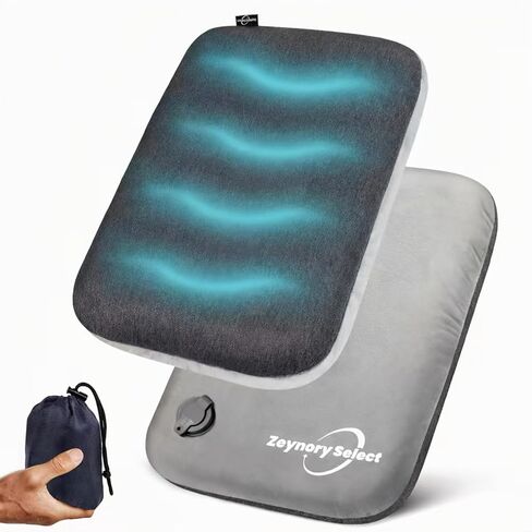 Inflatable Seat Cushion with Soft Comfort Cover - Portable Travel Air Pad for Long Flights & Airplane - Support for Stadium Bleachers & Outdoor Events - Compact, Lightweight & Supportive (Grey) in Saudi Arabia