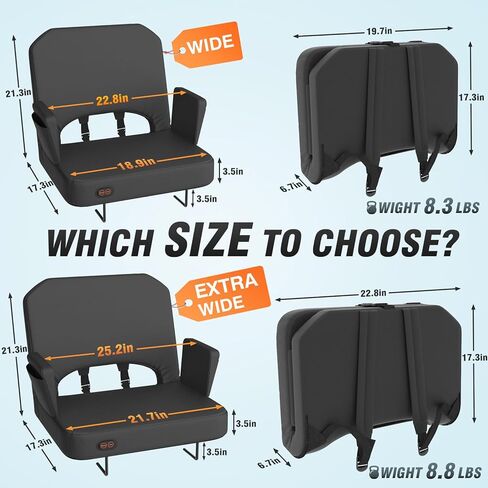 HOPERAN Heated Stadium Seats for Bleachers with Back Support - 3 Levels Bleacher Chairs with Back and Cushion and Armrest, Wide & Thick Padded Bleacher Seats, Stadium Chairs for Outdoor Sports Games in Saudi Arabia