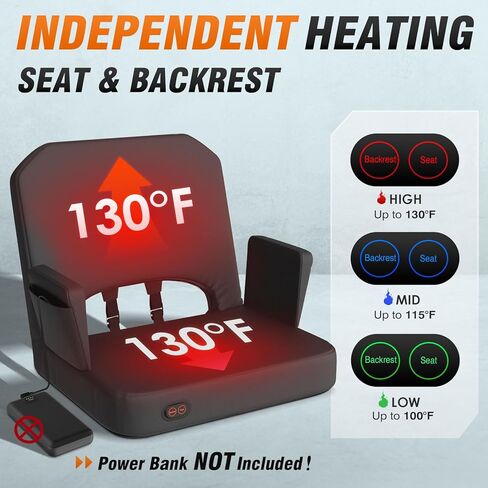 HOPERAN Heated Stadium Seats for Bleachers with Back Support - 3 Levels Bleacher Chairs with Back and Cushion and Armrest, Wide & Thick Padded Bleacher Seats, Stadium Chairs for Outdoor Sports Games in Saudi Arabia