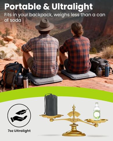 وسادة مقعد الاستاد ذاتية النفخ - محمولة، خفيفة الوزن، مقاومة للماء، وسادة مقعد قابلة للنفخ، وسادة إسفنجية لمقعد المبيض، السفر بالطائرة، السيارة، كرسي المكتب، الأحداث الرياضية، التخييم في الهواء الطلق in Kuwait