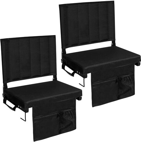 مقاعد استاد رومسوي 2PK للمدرجات مع دعم للظهر، مقاعد مريحة مبطنة سميكة مع وسادة، كرسي مبيض محمول قابل للطي مقاوم للماء، مع حزام كتف للرياضة والأحداث والتخييم in Kuwait