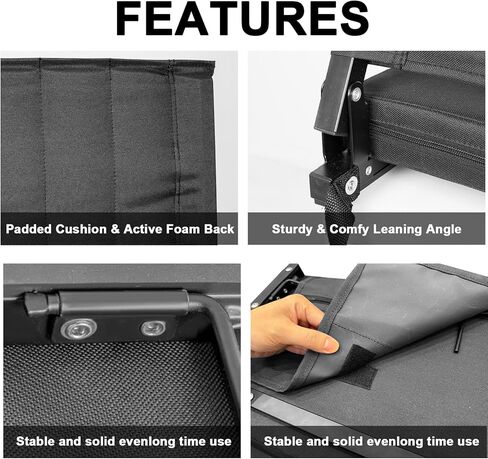 مقاعد استاد رومسوي 2PK للمدرجات مع دعم للظهر، مقاعد مريحة مبطنة سميكة مع وسادة، كرسي مبيض محمول قابل للطي مقاوم للماء، مع حزام كتف للرياضة والأحداث والتخييم in Kuwait