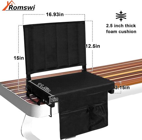 مقاعد استاد رومسوي 2PK للمدرجات مع دعم للظهر، مقاعد مريحة مبطنة سميكة مع وسادة، كرسي مبيض محمول قابل للطي مقاوم للماء، مع حزام كتف للرياضة والأحداث والتخييم in Kuwait