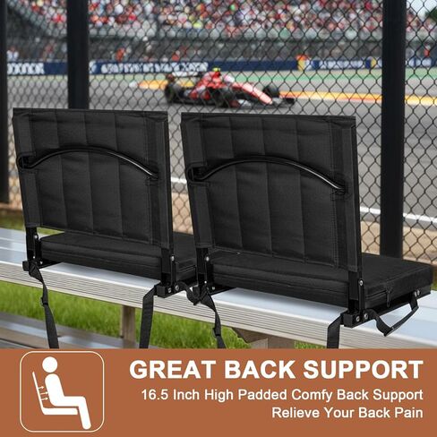 مقاعد استاد رومسوي 2PK للمدرجات مع دعم للظهر، مقاعد مريحة مبطنة سميكة مع وسادة، كرسي مبيض محمول قابل للطي مقاوم للماء، مع حزام كتف للرياضة والأحداث والتخييم in Kuwait