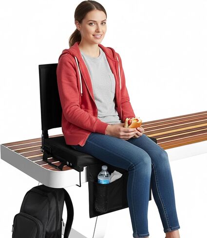 مقاعد استاد رومسوي 2PK للمدرجات مع دعم للظهر، مقاعد مريحة مبطنة سميكة مع وسادة، كرسي مبيض محمول قابل للطي مقاوم للماء، مع حزام كتف للرياضة والأحداث والتخييم in Kuwait