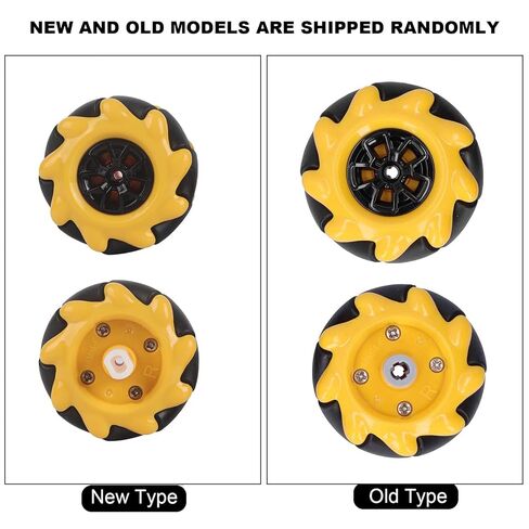 4Pcs Mecanum Wheels, ABS and Rubber Omni Wheels, Yellow and Black 48mm Omni Directional Wheel as Accessories Replacement for Building Blocks, TT Motors and Others in Kuwait