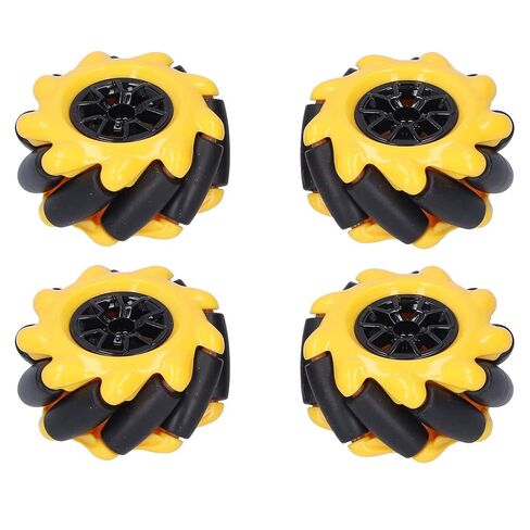 4Pcs Mecanum Wheels, ABS and Rubber Omni Wheels, Yellow and Black 48mm Omni Directional Wheel as Accessories Replacement for Building Blocks, TT Motors and Others in Kuwait
