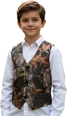 HBDesign Boys 1 Piece 3 Button Custom Casual Dress Camouflage Vest in Kuwait