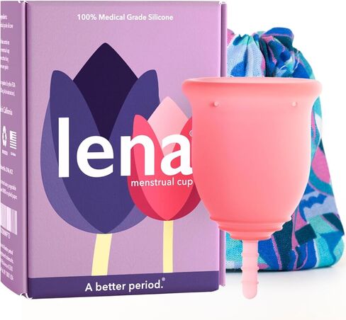 Lena Menstrual Cup Original – Reusable Silicone Period Cup for Heavy Flow, 12-Hour Leak-Free Protection, Soft & Comfortable, Beginner-Friendly Design - Large, Purple in Kuwait