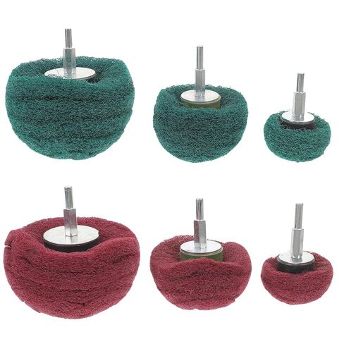 6pcs Car Polishing Buffer Wheel Kit with 6mm Shank, Stainless Steel Mushroom-Shaped Buffing Wheels for Grinding and Repair, Red and Green Coarse Fiber Polishing Heads for Auto in Saudi Arabia