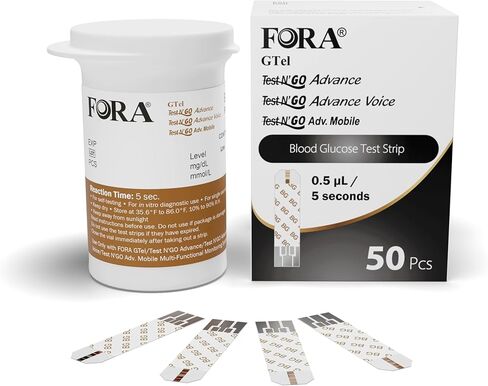 شرائط جلوكوز الدم من FORA (50 قطعة)｜ لأجهزة اختبار سلسلة N’GO Advance in Kuwait