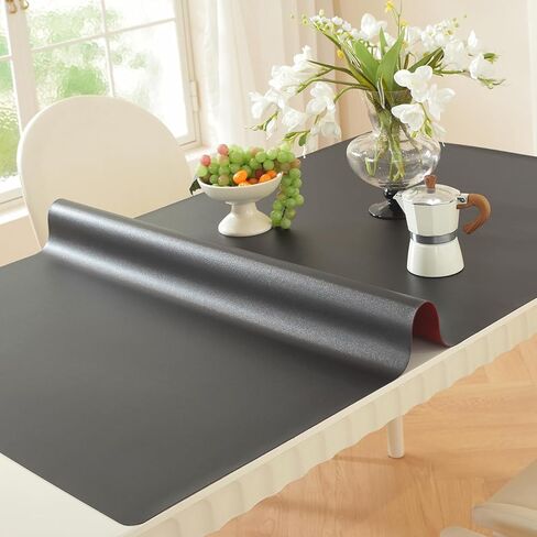 واقي طاولة أسود من OstepDecor مقاس 16 × 48 بوصة، واقي غطاء طاولة بلاستيكي بسمك 1.5 مم، واقي سطح الطاولة من PVC، وسادة حصيرة مكتب مقاومة للماء لسطح المكتب وطاولة القهوة وغرفة الطعام in Kuwait