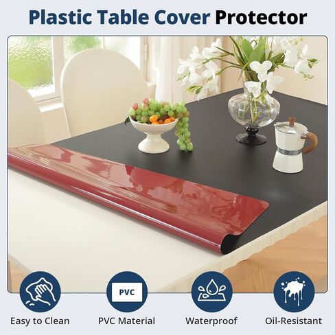 واقي طاولة أسود من OstepDecor مقاس 16 × 48 بوصة، واقي غطاء طاولة بلاستيكي بسمك 1.5 مم، واقي سطح الطاولة من PVC، وسادة حصيرة مكتب مقاومة للماء لسطح المكتب وطاولة القهوة وغرفة الطعام in Kuwait