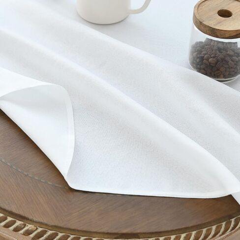 مفرش طاولة Wracra من الكتان بتصميم دائري مقاس 48 بوصة، غطاء طاولة من القماش قابل للغسل للاستخدام الداخلي والخارجي وخالي من التجاعيد لتزيين حفلات عيد الميلاد وعطلات المطبخ، أبيض، مستدير 48 بوصة in Kuwait