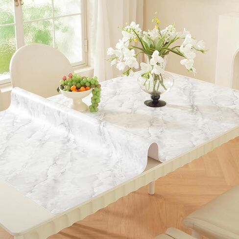 واقي طاولة ذو مظهر رخامي من OstepDecor مقاس 42 × 78 بوصة، بساط حماية مكتب من الفينيل صديق للبشرة ومقاوم للماء، غطاء بلاستيكي مقاوم للزيت قابل للمسح لمدة 24 ساعة لتناول الطعام وطاولة القهوة وخزانة الملابس in Kuwait