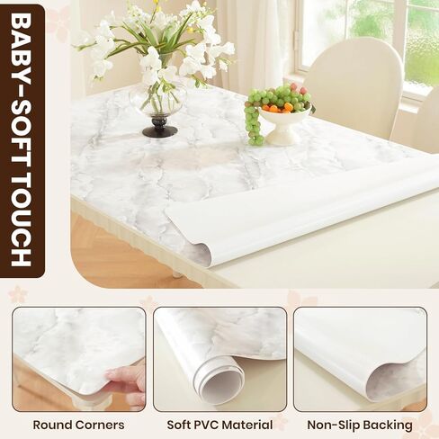 واقي طاولة ذو مظهر رخامي من OstepDecor مقاس 42 × 78 بوصة، بساط حماية مكتب من الفينيل صديق للبشرة ومقاوم للماء، غطاء بلاستيكي مقاوم للزيت قابل للمسح لمدة 24 ساعة لتناول الطعام وطاولة القهوة وخزانة الملابس in Kuwait