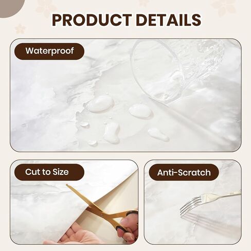 واقي طاولة ذو مظهر رخامي من OstepDecor مقاس 42 × 78 بوصة، بساط حماية مكتب من الفينيل صديق للبشرة ومقاوم للماء، غطاء بلاستيكي مقاوم للزيت قابل للمسح لمدة 24 ساعة لتناول الطعام وطاولة القهوة وخزانة الملابس in Kuwait