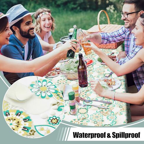 misaya Rectangle Waterproof Vinyl Table Cloth, Wipeable Tablecloth with Flannel Backing, Plastic Table Cover for Easter, Dinner, Picnic, Indoor and Outdoor (Paisley Flower, 60" x 102") in Kuwait