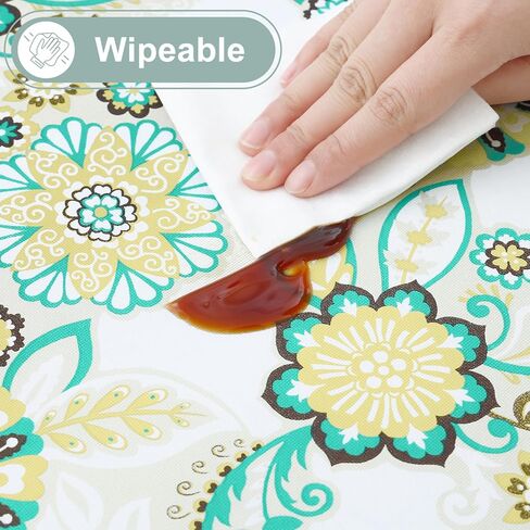 misaya Rectangle Waterproof Vinyl Table Cloth, Wipeable Tablecloth with Flannel Backing, Plastic Table Cover for Easter, Dinner, Picnic, Indoor and Outdoor (Paisley Flower, 60" x 102") in Kuwait