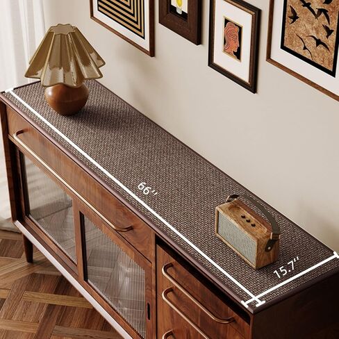 Sideboard Buffet Cabinet Cover, Super Absorbent Mat for Wood Buffet Table, Anti-slip Top Protector for Coffee Bar Cabinet, Table Pad for Kitchen,Dining Room (Coffee, 15.7''X66'') in Saudi Arabia