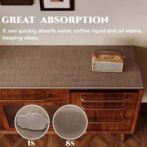 Sideboard Buffet Cabinet Cover, Super Absorbent Mat for Wood Buffet Table, Anti-slip Top Protector for Coffee Bar Cabinet, Table Pad for Kitchen,Dining Room (Coffee, 15.7''X66'') in Saudi Arabia