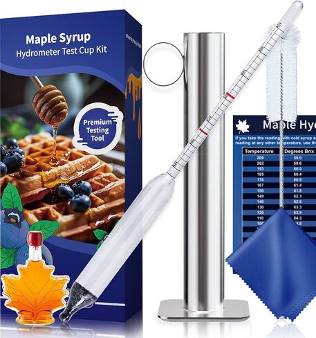 Maple Syrup Hydrometer Test Cup Kit, Hydrometer for Maple Syrup Making, Maple Syrup Hydrometer Kit with Baume and Brix Scale, Maple Syrup Supplies for Measuring Sugar Content in Syrup Sap in Kuwait