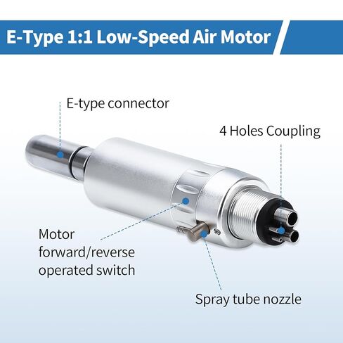 محرك هواء الأسنان 4E 4E'S USA: قاعدة محرك توربين هوائي من النوع E 1:1 مع 4 فتحات للقبضة منخفضة السرعة، 15000 دورة في الدقيقة in Kuwait