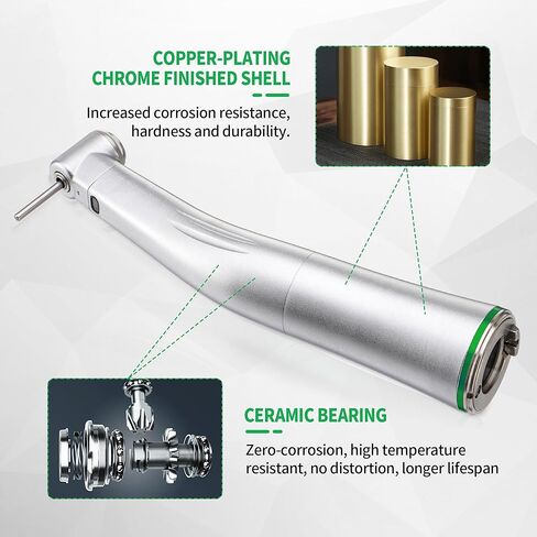 4E 4E's USA Electric 16:1 قبضة اللبية: زاوية كونترا | ضوء LED للألياف الضوئية | موصل من النوع E ورذاذ الماء الداخلي | الأعلى. السرعة 2,500 دورة في الدقيقة | تمت الموافقة على 510(K) لعلاج قناة الجذر in Kuwait