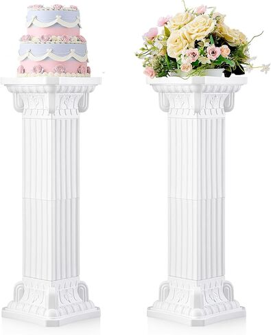 2 Pcs Wedding Roman Column Greek Pillars Stand Plastic Wedding Pillars Columns for Ceremony Flowers Plant Holder for Ceremony Event Party (Vintage,10.63 x 10.63 Inches) in Saudi Arabia