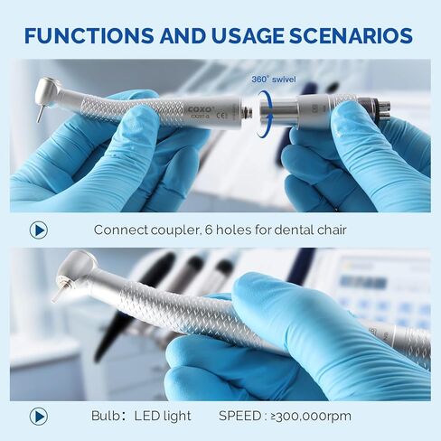 Coxo CX207-G Fiber-Optic High-Speed Air Turbine Handpiece, Standard Head, 3-Port Spray, #H16-NSPQ, Sold by JMU in Kuwait