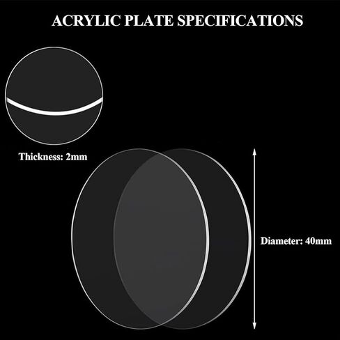 30 Pcs Clear Acrylic Circle Sheets Acrylic Round Disc Thickness 2Mm Suitable for Craft Decorating DIY Art Project Supplies,Diameter 40mm(Diameter 40mm) in Saudi Arabia