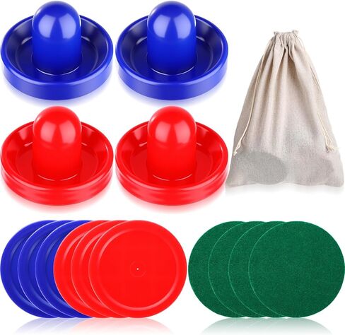 Soulchen Hockey Accessories - Pushers, Pucks & Paddles - Hockey Paddles and Goal Handles Replacement Accessories for Game Tables(4 Pushers, 12 Pucks, 4 Pads) in Saudi Arabia
