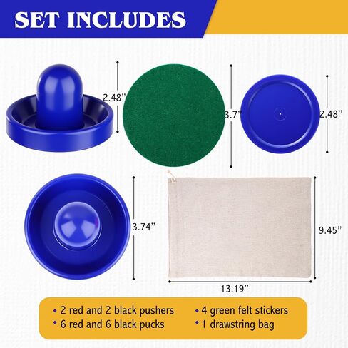 Soulchen Hockey Accessories - Pushers, Pucks & Paddles - Hockey Paddles and Goal Handles Replacement Accessories for Game Tables(4 Pushers, 12 Pucks, 4 Pads) in Saudi Arabia