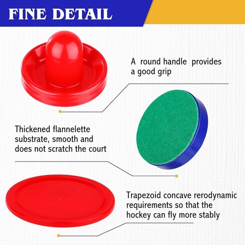 Soulchen Hockey Accessories - Pushers, Pucks & Paddles - Hockey Paddles and Goal Handles Replacement Accessories for Game Tables(4 Pushers, 12 Pucks, 4 Pads) in Saudi Arabia