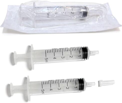 100 PCS 5ml Syringe with Cap for Liquid, Oral Syringe without Needle for Medicine Dropper, Colostrum Collect, Feeding Pets, Liquid Measuring, sterile Individually Sealed, Luer Slip in Kuwait