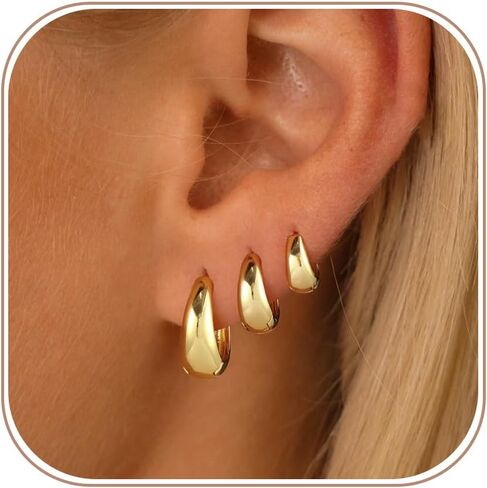 Tasiso Small Hoop Earrings for Women, Dainty 14K Gold Plated Huggie Hoop Earrings Lightweight Hypoallergenic Cubic Zirconia Earring Cute Double CZ Spiral Earrings for Women Girls Trendy Jewelry Gifts in Kuwait