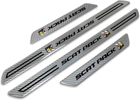 for Dodge Scat-Pack Black Real Carbon Fiber Universal Car Door Sill Step Protector Kick Plates a Set of 4 in Saudi Arabia