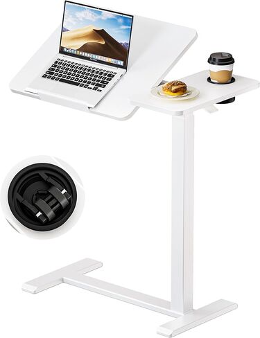 Okin Overbed Bedside Table with Wheels, Adjustable Medical Tilt Top Hospital Bed Table Over The Bed, Rolling Desk Mobile Standing Desk for Hospital Home Use (Walnut) in Kuwait