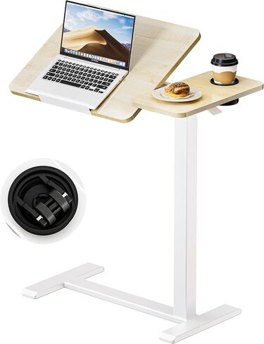 Okin Overbed Bedside Table with Wheels, Adjustable Medical Tilt Top Hospital Bed Table Over The Bed, Rolling Desk Mobile Standing Desk for Hospital Home Use (Walnut) in Saudi Arabia