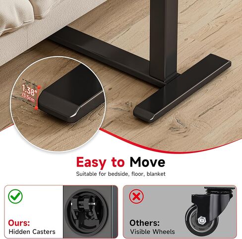 Okin Overbed Bedside Table with Wheels, Adjustable Medical Tilt Top Hospital Bed Table Over The Bed, Rolling Desk Mobile Standing Desk for Hospital Home Use (Walnut) in Saudi Arabia