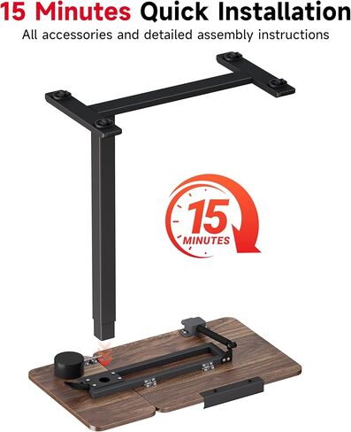 Okin Overbed Bedside Table with Wheels, Adjustable Medical Tilt Top Hospital Bed Table Over The Bed, Rolling Desk Mobile Standing Desk for Hospital Home Use (Walnut) in Saudi Arabia