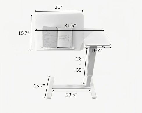 طاولة جانبية للسرير قابلة للطي وإمالة قابلة للتعديل من Ywin مع عجلات، طاولة صينية محمولة دوارة، مكتب صغير قائم لغرفة النوم، المستشفى، الأريكة، الاستخدام المكتبي in Kuwait