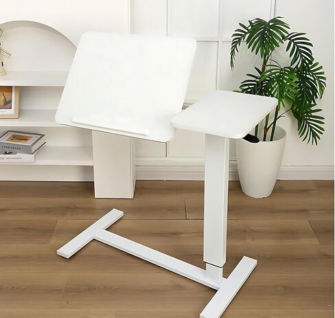 طاولة جانبية للسرير قابلة للطي وإمالة قابلة للتعديل من Ywin مع عجلات، طاولة صينية محمولة دوارة، مكتب صغير قائم لغرفة النوم، المستشفى، الأريكة، الاستخدام المكتبي in Kuwait