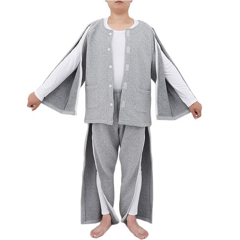 Long Sleeved Patient Pajamas,Bedridden Patient Clothing,Tear Away Patient Clothes,Hospital Gowns Nursing Aid(M) in Saudi Arabia