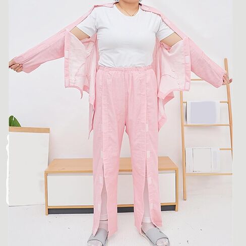 Mens Womens Bedridden Patient Clothing Top, Tear Away Patient Pants, Lightweight Pajamas Nursing Aid for Elderly,Grey Top,XL in Saudi Arabia